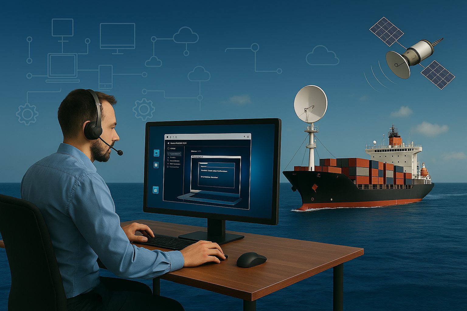 Diginavbyte remote IT support desk connected to a vessel