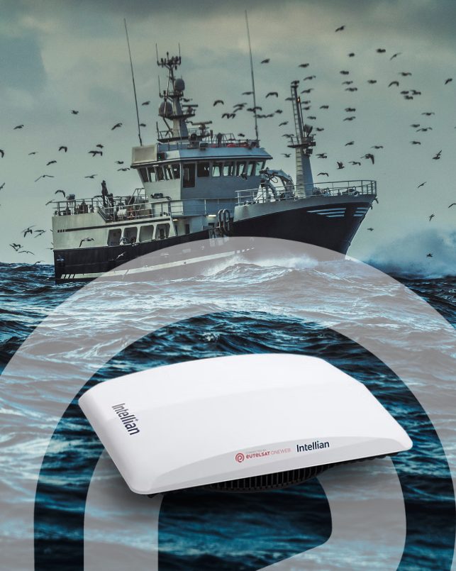 OneWeb / Intellian satellite terminal on a fishing vessel
